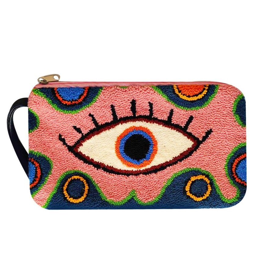 Bags & Bag Accessories Le Pom Pom | Pink & Navy Eye Clutch