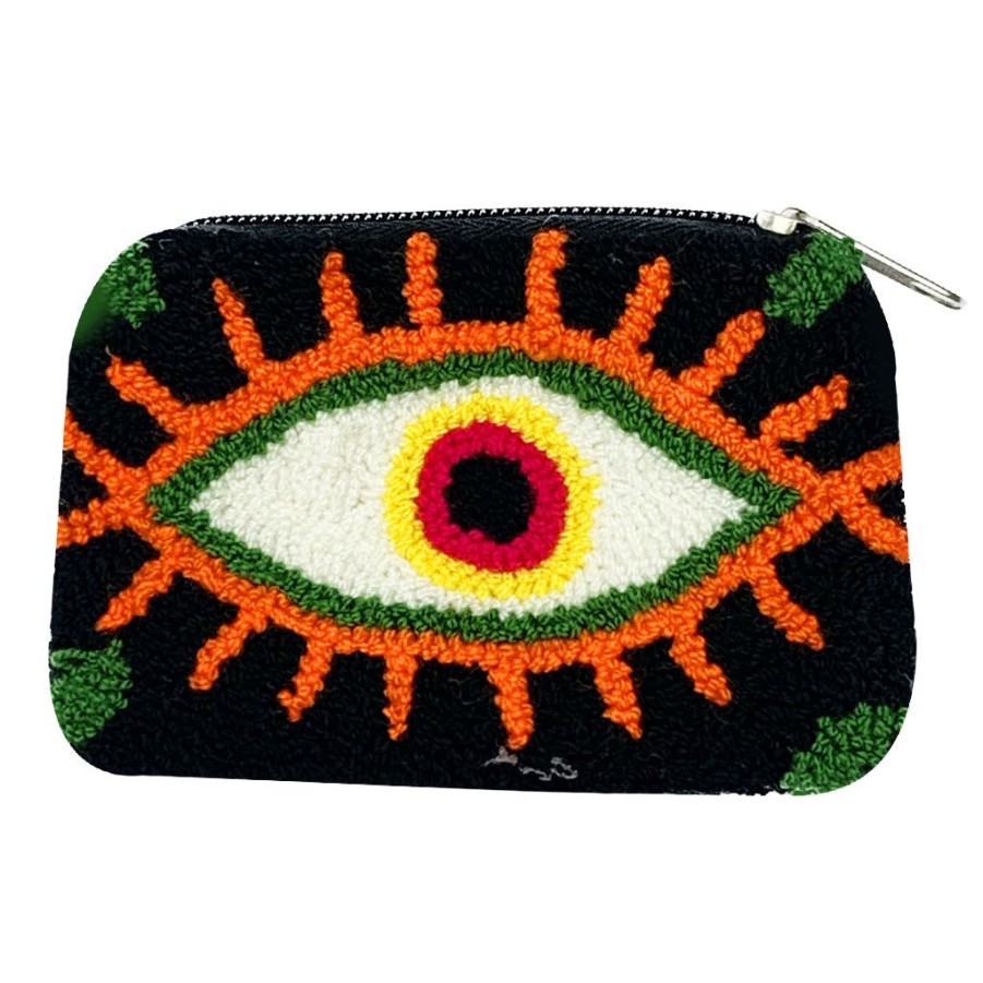 Bags & Bag Accessories Le Pom Pom | Black & Green Eye Coin Purse