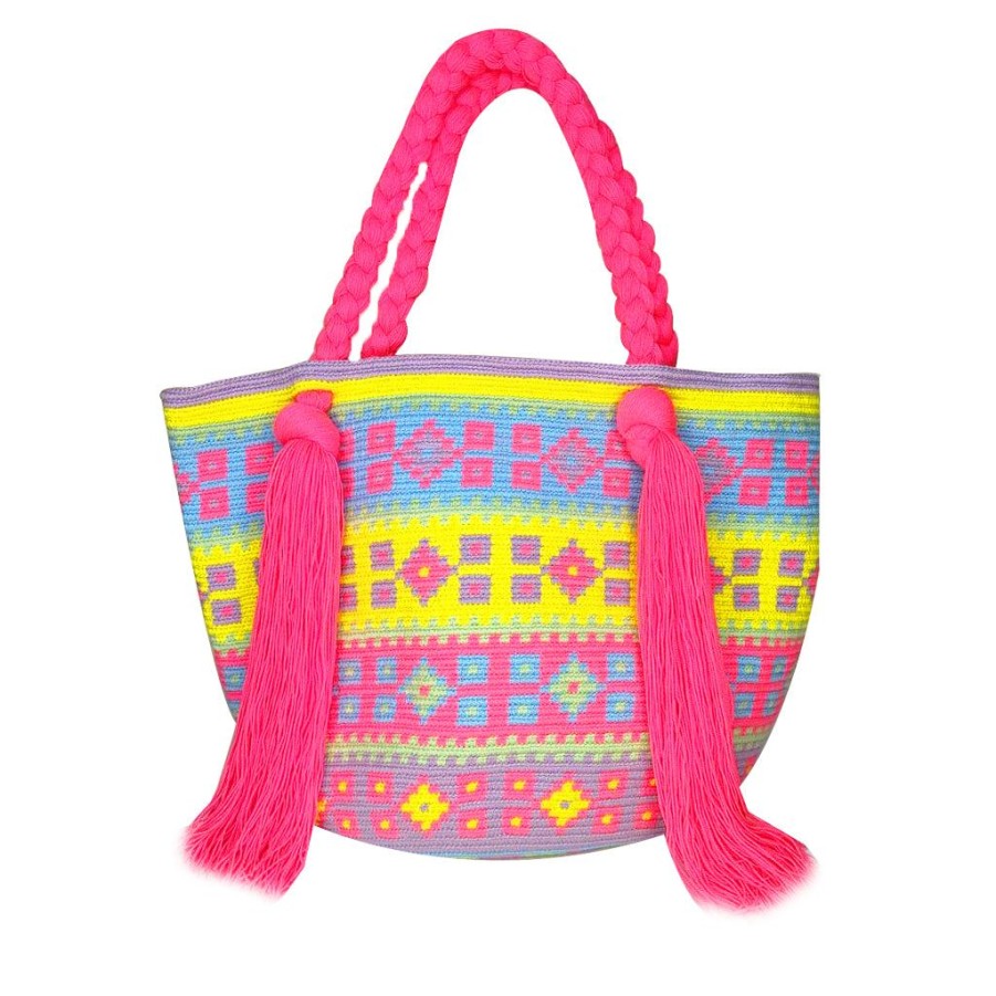 Bags & Bag Accessories Le Pom Pom | Lilac & Multicolor Tassel Bag