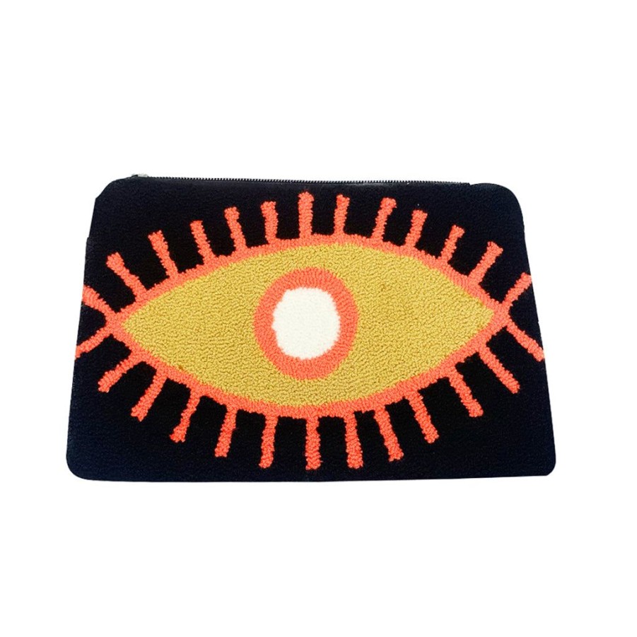 Bags & Bag Accessories Le Pom Pom | Black & Orange Eye Clutch