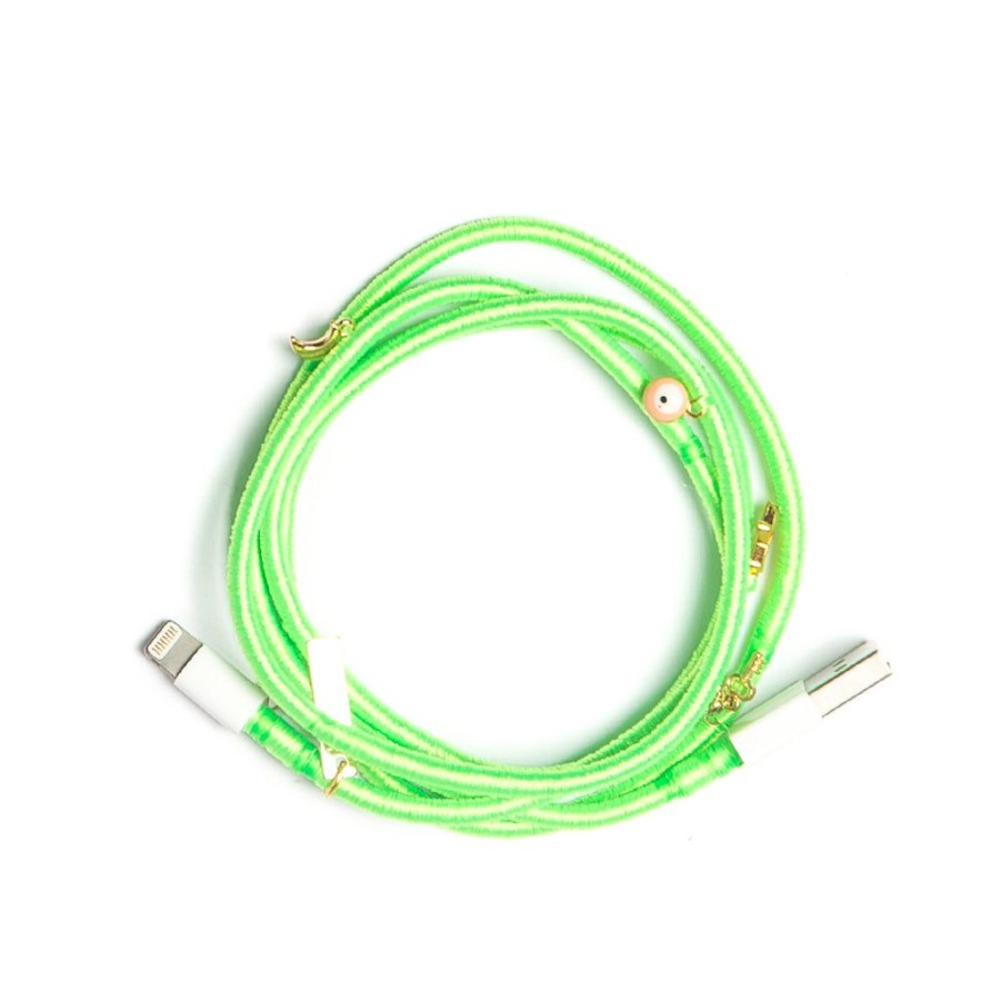 Phone Accessories Le Pom Pom | Neon Green Charger