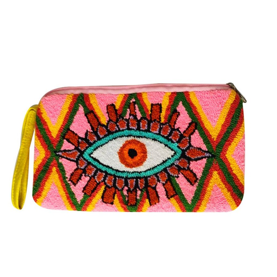 Bags & Bag Accessories Le Pom Pom | Pink & Yellow Eye Clutch