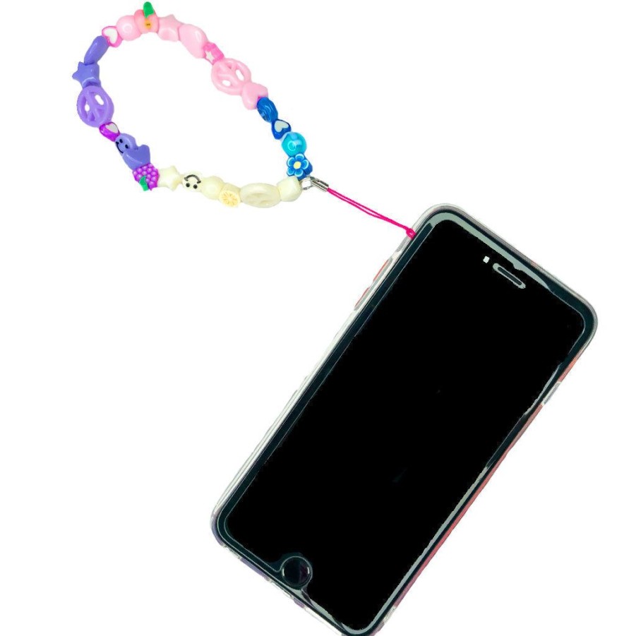 Phone Accessories Le Pom Pom | White & Purple Mini Beaded Phone Strap