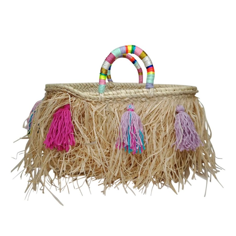 Bags & Bag Accessories Le Pom Pom | Isabella Fuzzy Straw Bag