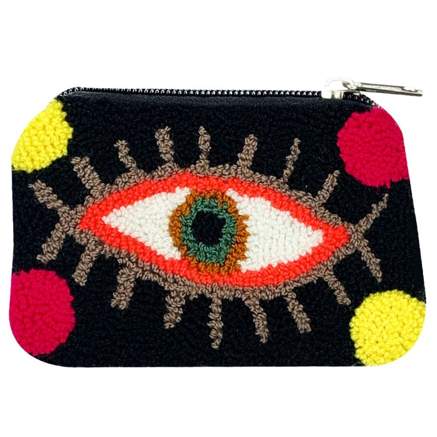 Bags & Bag Accessories Le Pom Pom | Black & Ruby Red Eye Coin Purse