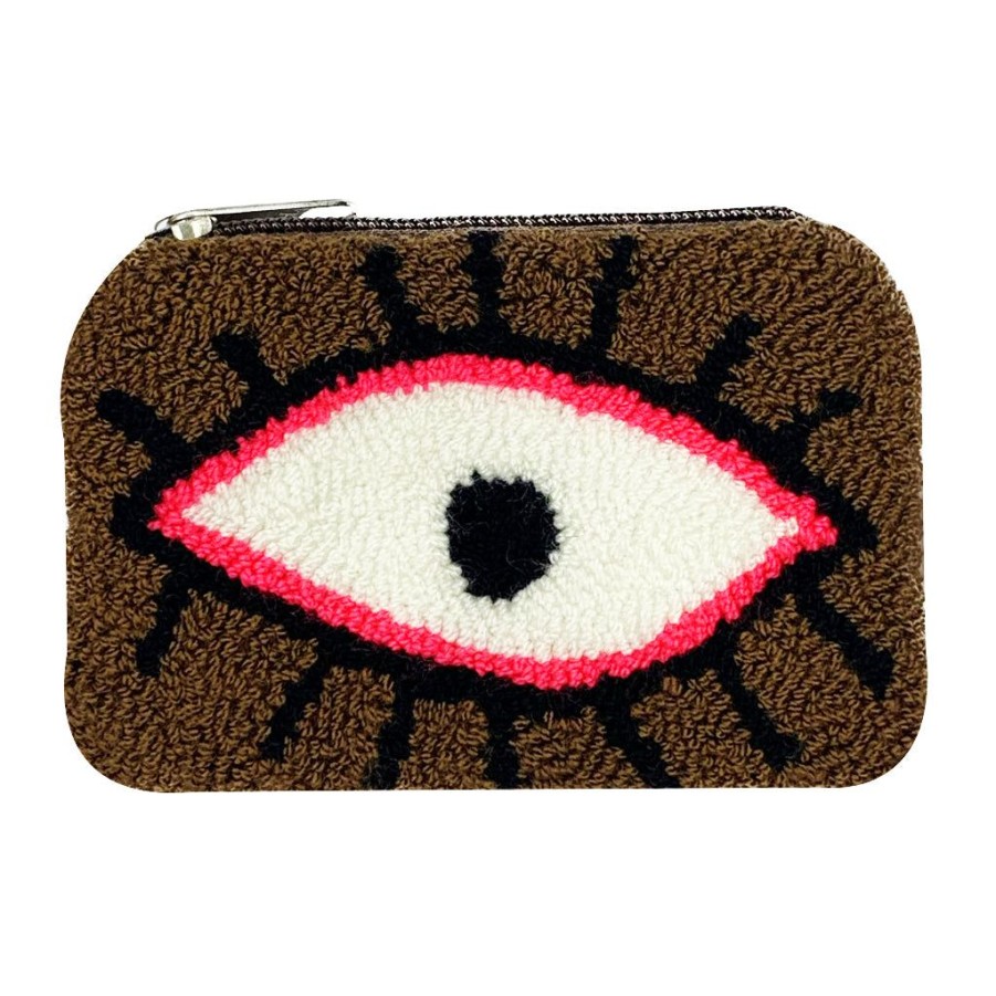 Bags & Bag Accessories Le Pom Pom | Grey & White Eye Coin Purse