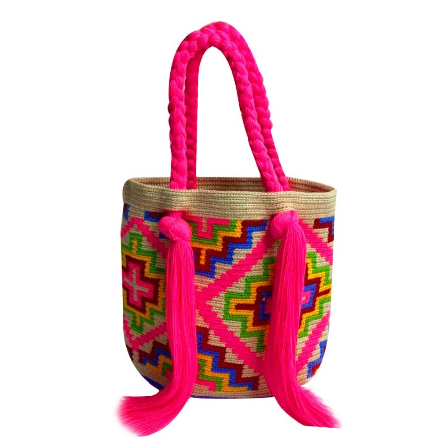 Bags & Bag Accessories Le Pom Pom | Fucshia Multicolor Mini Tassel Bag