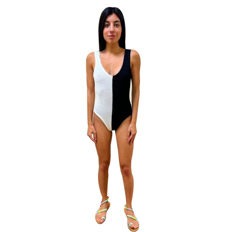 Clothing Le Pom Pom | Black/White One Piece Swimsuit