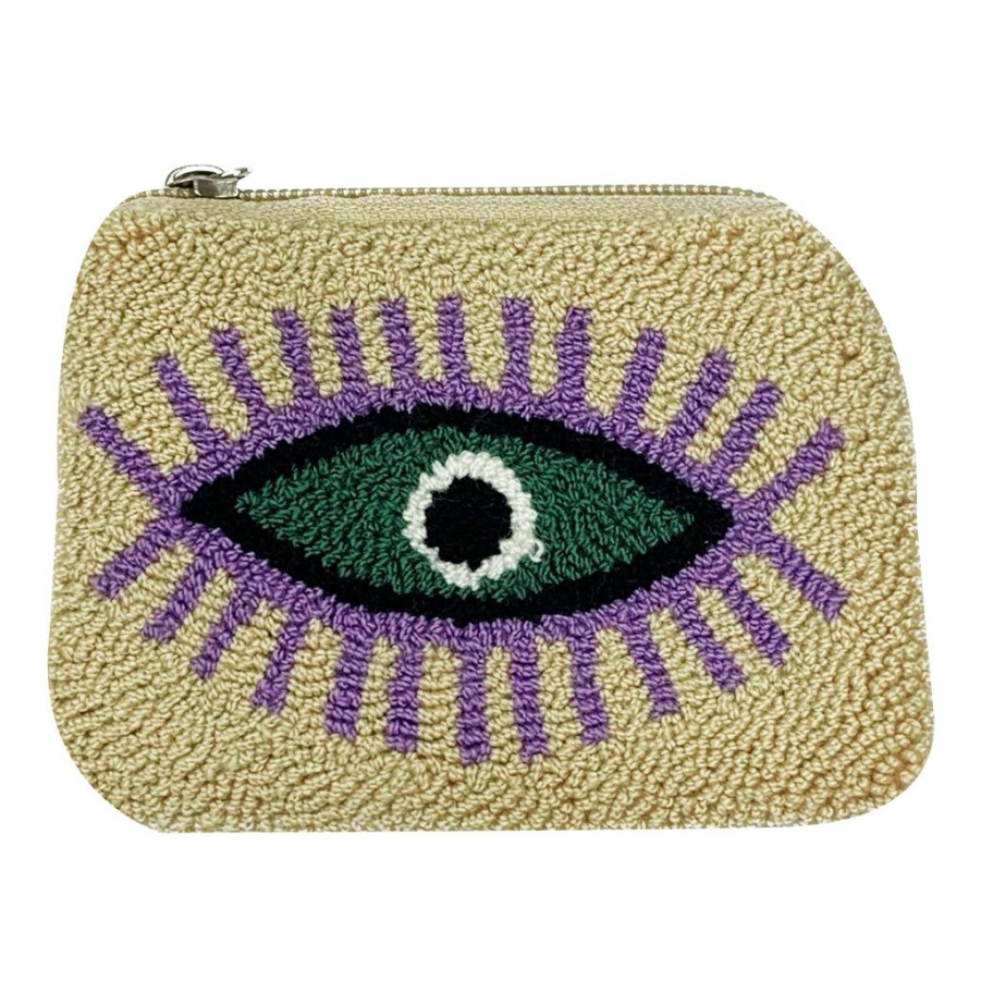 Bags & Bag Accessories Le Pom Pom | Dark Beige & Purple Coin Purse