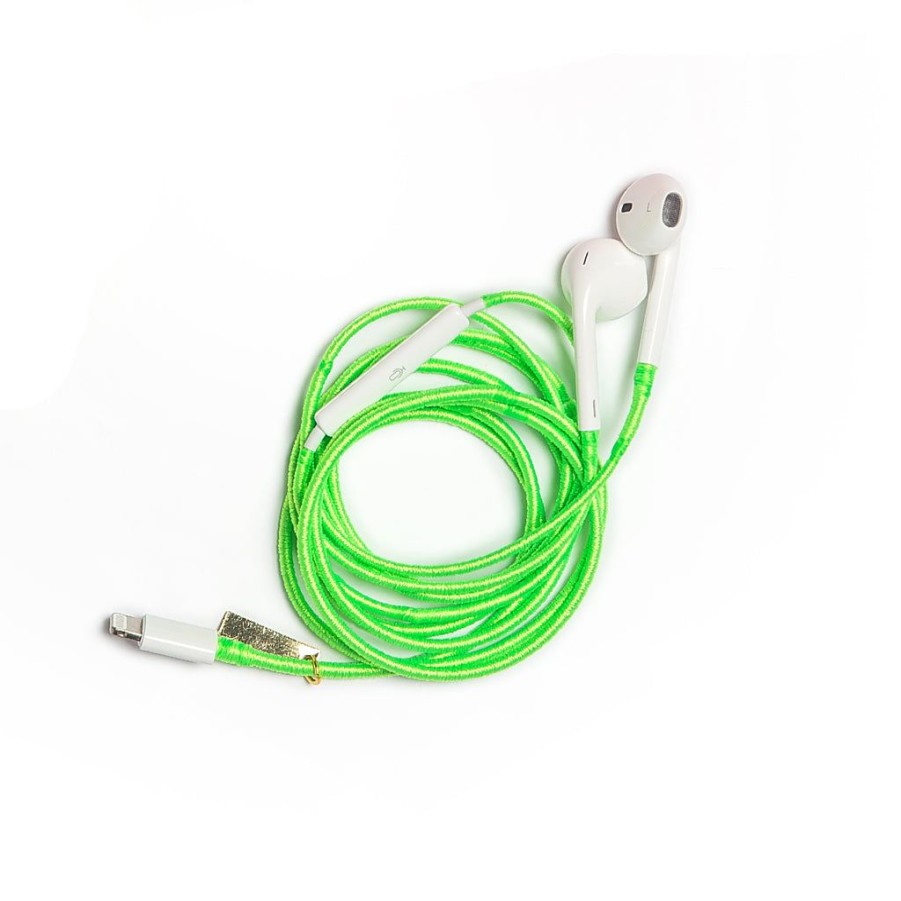 Phone Accessories Le Pom Pom | Neon Green Earphones