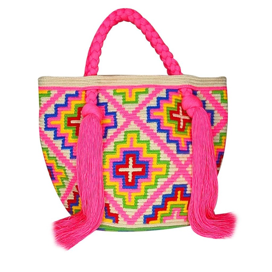 Bags & Bag Accessories Le Pom Pom | Multicolor & Pink Tassel Bag