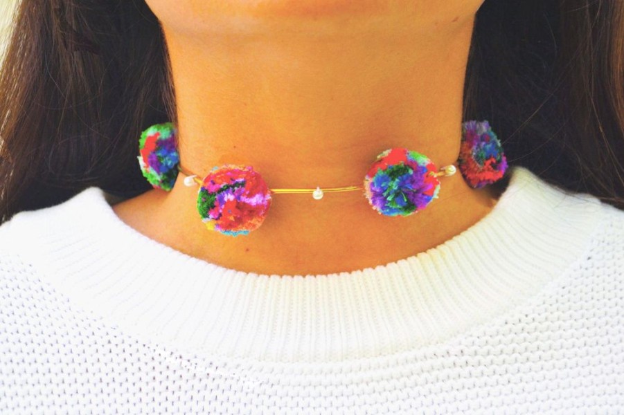 Accessories Le Pom Pom | Rainbow Pom Pom Choker