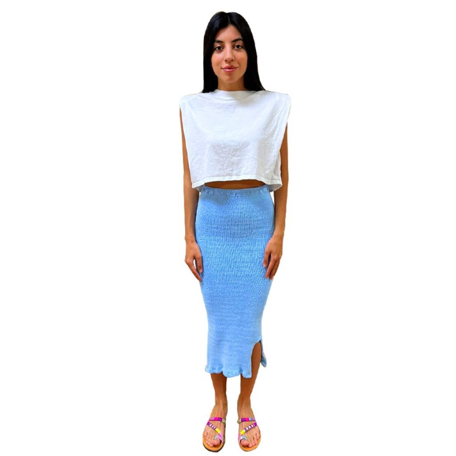 Clothing Le Pom Pom | Baby Blue Skirt