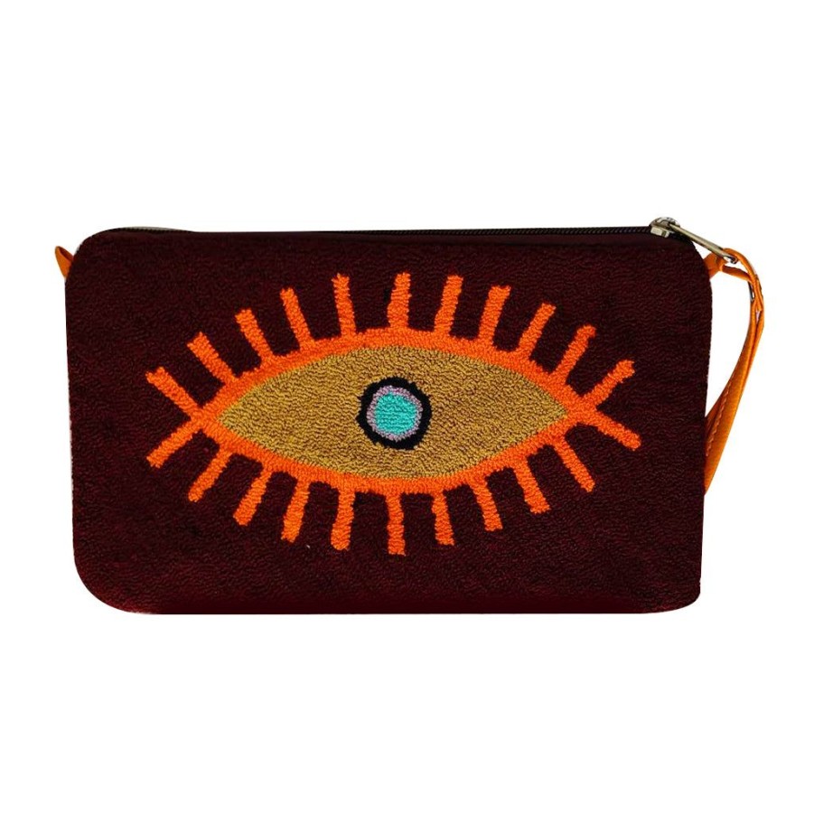 Bags & Bag Accessories Le Pom Pom | Brown & Orange Eye Clutch