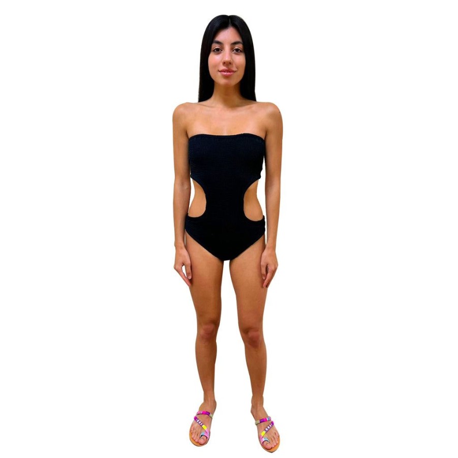 Clothing Le Pom Pom | Black Cut Out Swimsuit