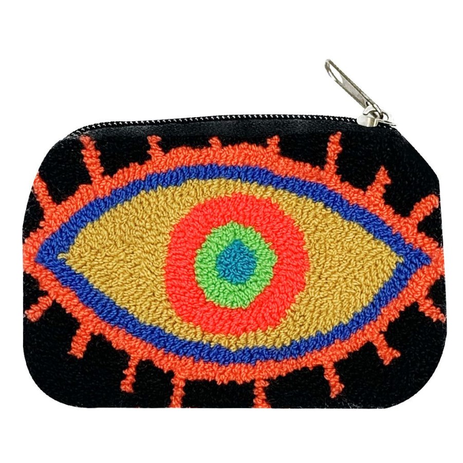 Bags & Bag Accessories Le Pom Pom | Black & Sand Eye Coin Purse