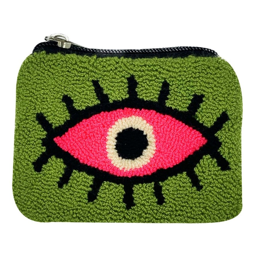 Bags & Bag Accessories Le Pom Pom | Green Leaf & Pink Coin Purse