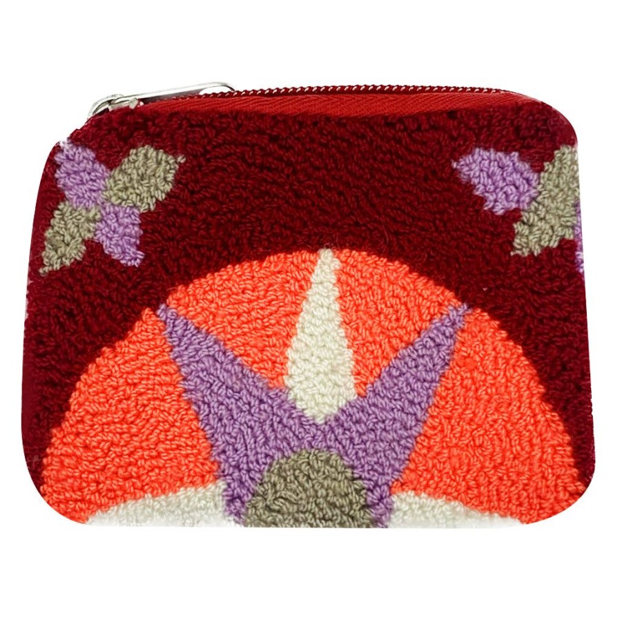 Bags & Bag Accessories Le Pom Pom | Maroon & Orange Coin Purse