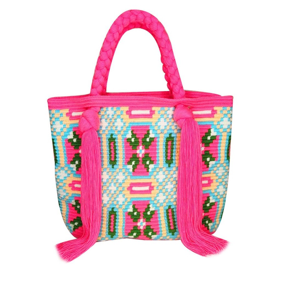 Bags & Bag Accessories Le Pom Pom | Pink & Blue Tassel Bag