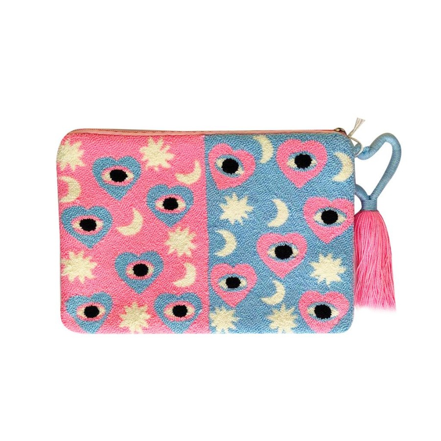 Bags & Bag Accessories Le Pom Pom | Pink & Blue Hearts Clutch