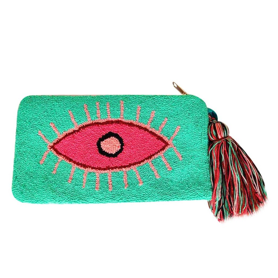 Bags & Bag Accessories Le Pom Pom | Copy Of Mint & Pink Eye Clutch