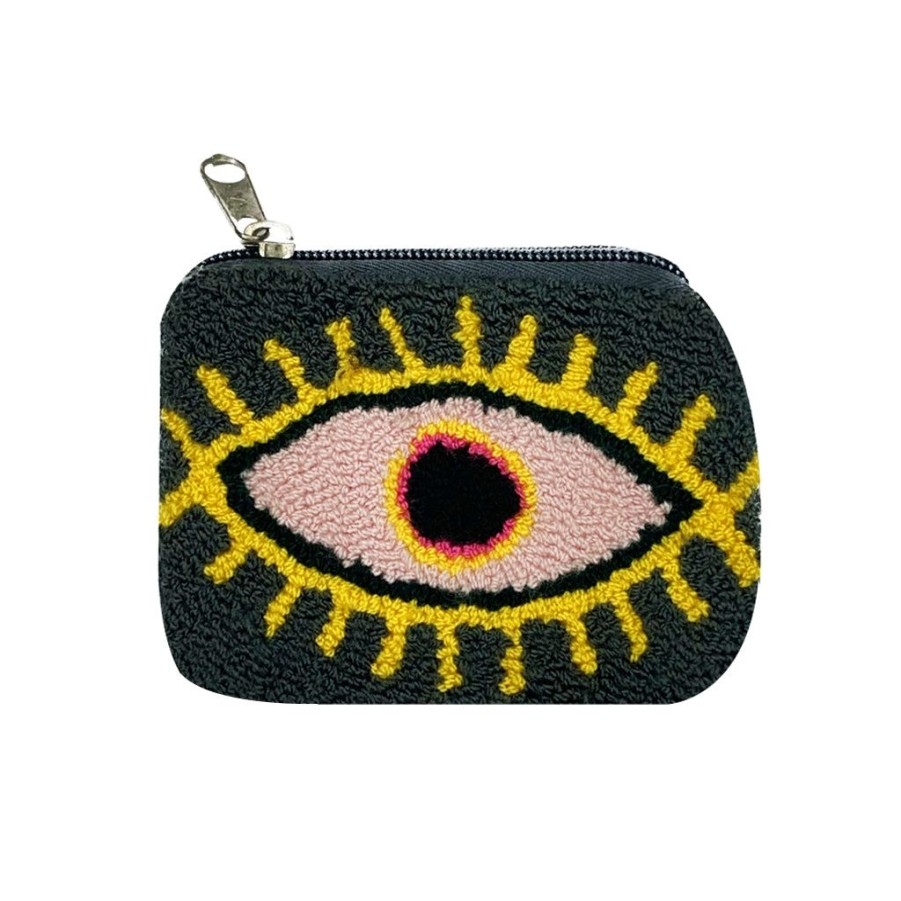 Bags & Bag Accessories Le Pom Pom | Black & Banana Yellow Evil Eye Coin Purse