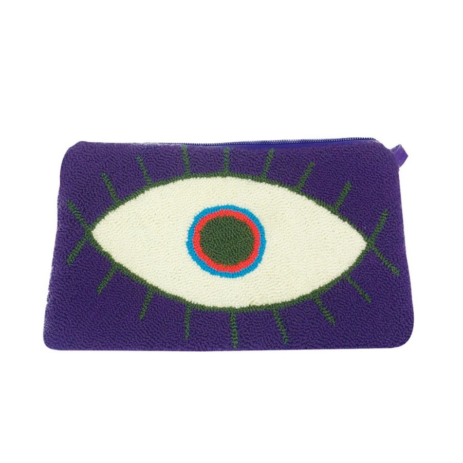 Bags & Bag Accessories Le Pom Pom | Purple & White Evil Eye Clutch