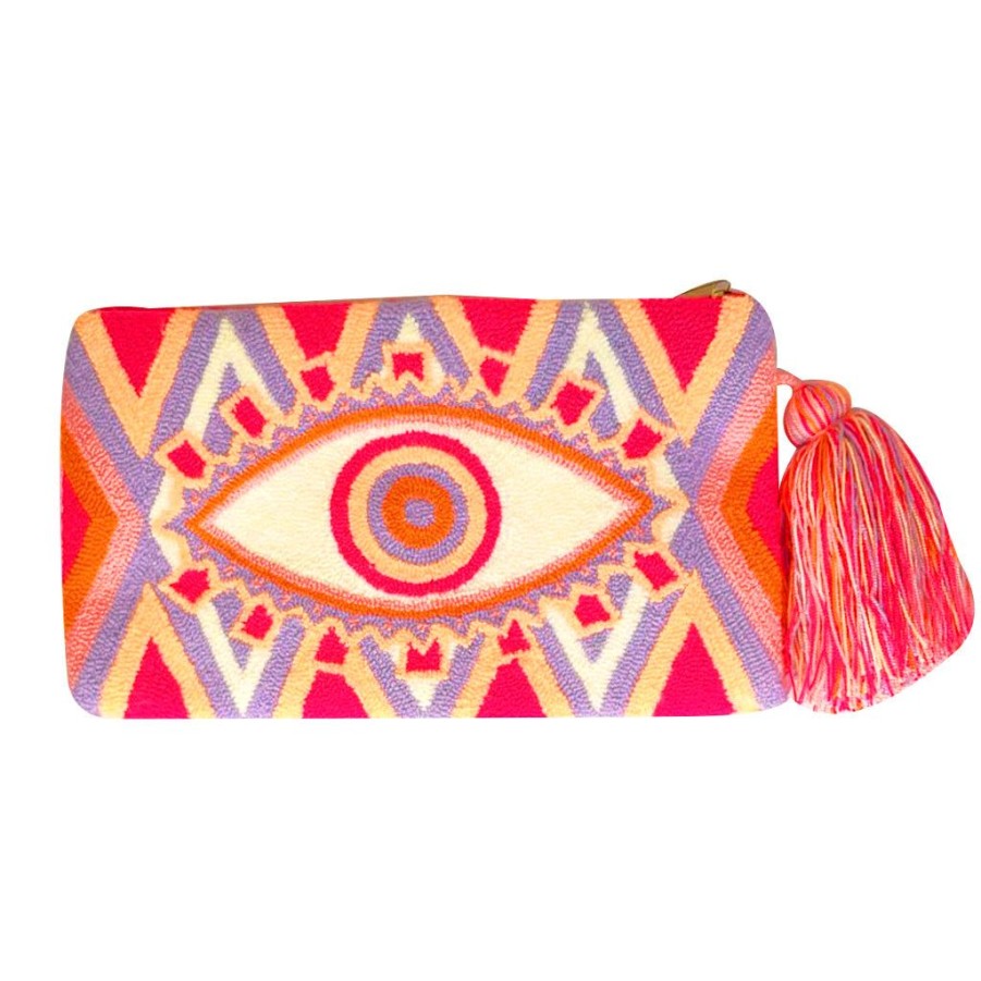 Bags & Bag Accessories Le Pom Pom | Pink & Lilac Eye Clutch