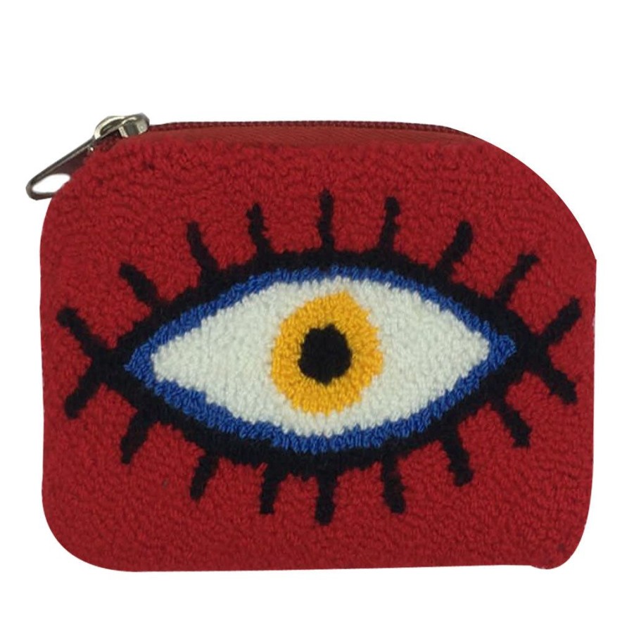 Bags & Bag Accessories Le Pom Pom | Red & White Eye Coin Purse