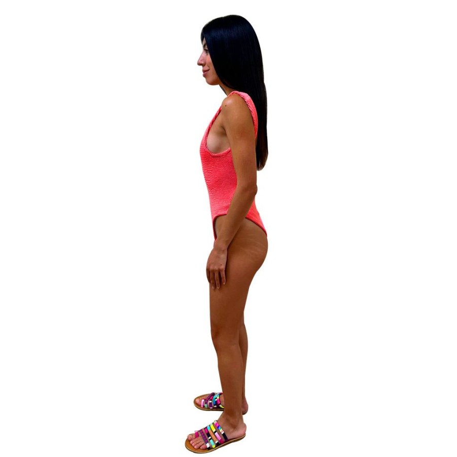 Clothing Le Pom Pom | Neon Pink/Peach One Piece Swimsuit