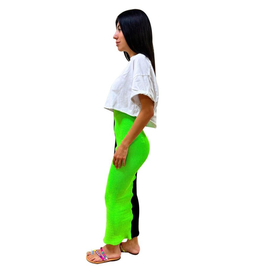 Clothing Le Pom Pom | Neon Green/Black Maxi Skirt