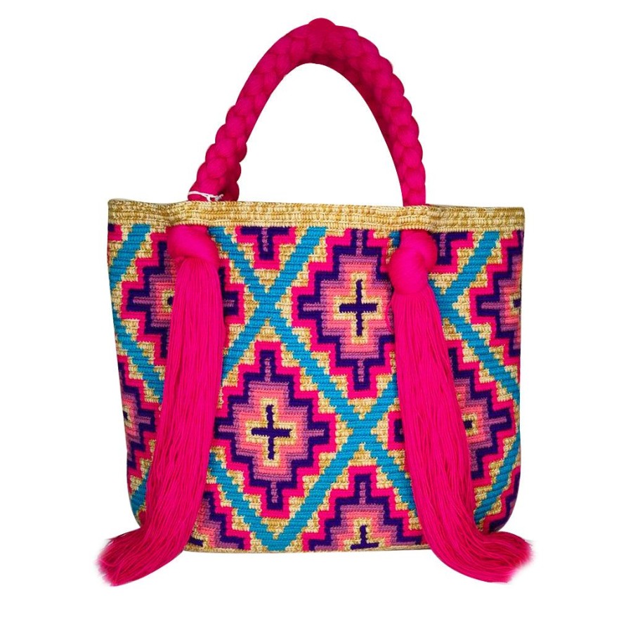 Bags & Bag Accessories Le Pom Pom | Pink & Multicolor Tassel Bag