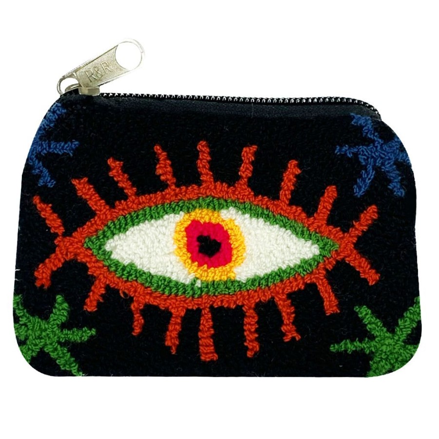 Bags & Bag Accessories Le Pom Pom | Black & Orangy Red Eye Coin Purse