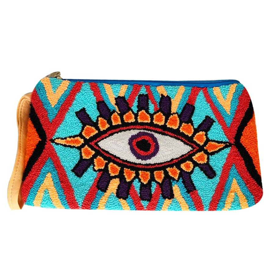 Bags & Bag Accessories Le Pom Pom | Turquoise & Red Eye Clutch